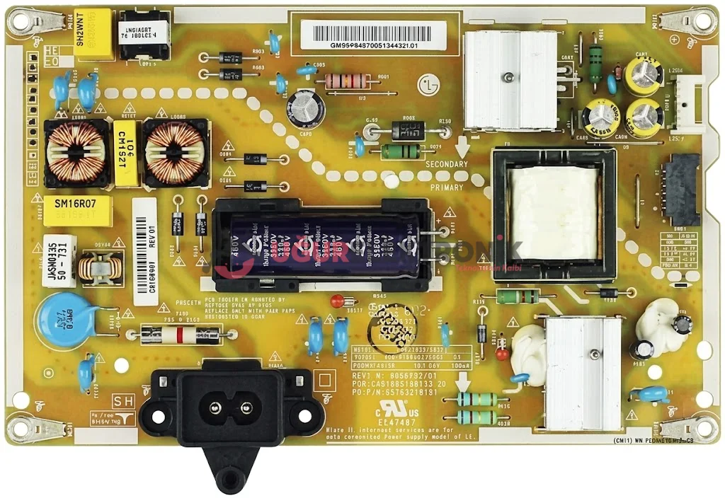 EAY64310501, EAX66851301 (1.5), LGP43DSI-16CH1, REV1.0, EAX66851301(1.5) LG 43LH590V-ZA, Power Board, Besleme, LC430DUE-FJA1